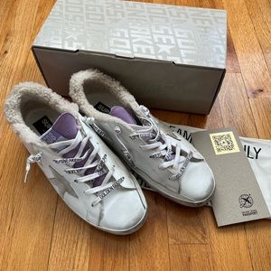 Super-Star Lavender- White Sneakers with Fur Trim